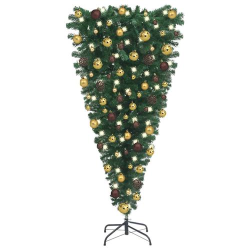 Künstlicher Weihnachtsbaum Kopfüber mit LEDs & Kugeln 150 cm