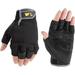 Men s Fingerless Synthetic Leather Palm Work Gloves Large (Wells Lamont 847) Black