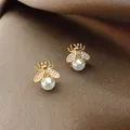 Petites boucles d'oreilles en perles de simulation pour dames bijoux élégants mode d'abeille