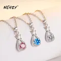 NEHZY – collier avec pendentif couronne en zircon cubique pour femme plaqué argent bleu rose