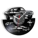 Horloge murale de voiture de sport Fastback pour homme album vinyle enregistrement salle de