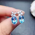 Huitan – boucles d'oreilles fantaisie en pierre bleu ciel bijoux pour femmes vêtements quotidiens