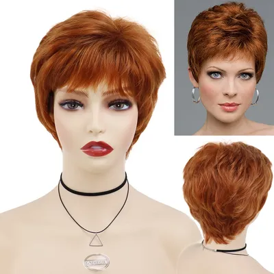 Gnimail – perruque synthétique courte pour femmes coupe Pixie Orange marron Auburn coiffure