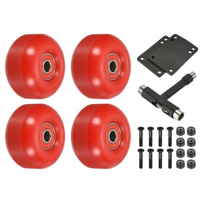 52mm Skateboard Wheels and Bearings Set Street Wheels Cruiser 95A, Red 4pcs