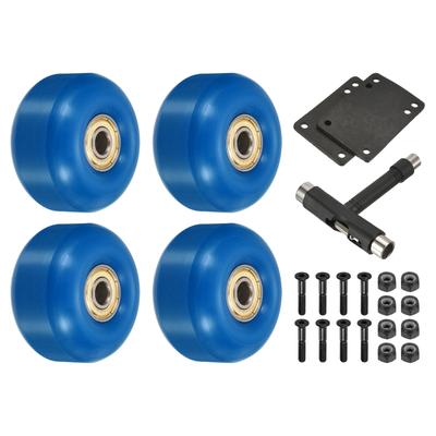 52mm Skateboard Wheels and Bearings Set Street Wheels 95A, Blue Golden 4pcs