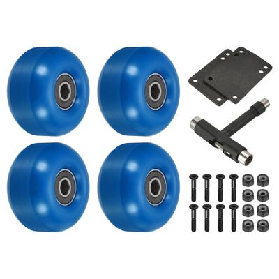 52mm Skateboard Wheels and Bearings Set Street Wheels Cruiser 95A Blue Black 4pc