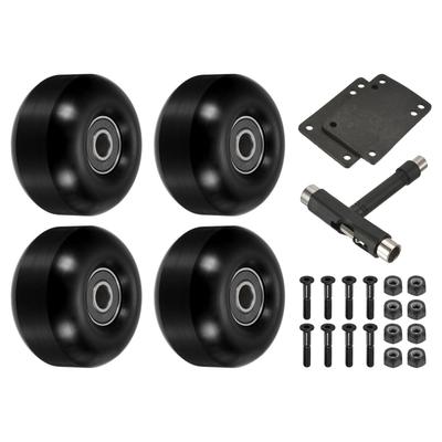 52mm Skateboard Wheels and Bearings Set Street Wheels Cruiser 95A, Black 4pcs