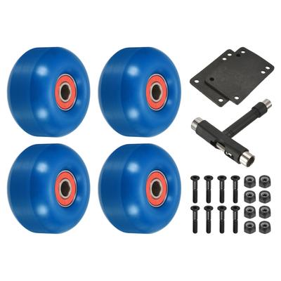 52mm Skateboard Wheels and Bearings Set Street Wheels Cruiser 95A, Blue Red 4pcs