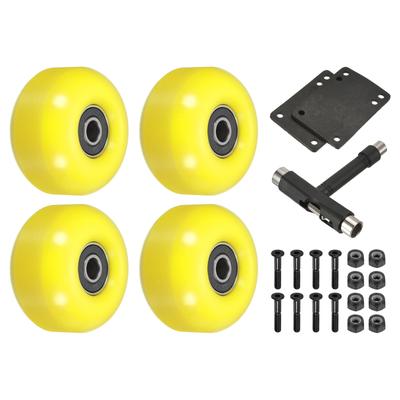 52mm Skateboard Wheels and Bearings Set Street Wheels 95A, Yellow Black 4pcs