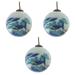 Hand Painted "The Great Wave of Kanagawa" Glass Ornament (Set of 3) - 3.5" x 3.5"