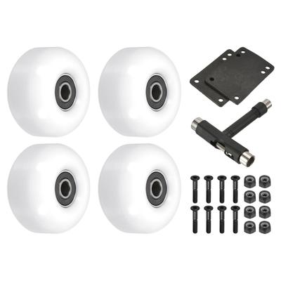 52mm Skateboard Wheels and Bearings Set Street Wheels 95A, White Black 4pcs