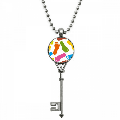 Colorful Footprint Modern Style Fashion Poster Pendant Vintage Necklace Silver Key Jewelry