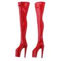 1/6 Woman High Thigh Boots Shoes Figure Accessories PU Leather Shoes for 12inch Female Action Figures -Red