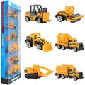 6 Piece Mini Die Cast Car 1/64 Scale Alloy Construction Truck Toy Set Dump Truck Excavator Forklift Road Roller Bulldozer Mixer Kids Toys Alloy Model Toys for Boys Girls Birthday Gift