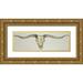 Atelier B Art Studio 24x10 Gold Ornate Wood Framed with Double Matting Museum Art Print Titled - Long Horn Skull Country