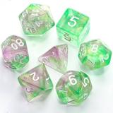 cusdie 7-Die Acrylic Dice Polyhedral Dice Set with Glitters for Role Playing Game Dungeons and Dragons D&D Dice MTG Pathfinder