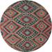 Ahgly Company Indoor Round Contemporary Brown Red Southwestern Area Rugs 6 Round