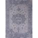 Ahgly Company Machine Washable Indoor Rectangle Industrial Modern Slate Blue Grey Blue Area Rugs 2 x 5