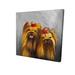 Two Dogs w/ Bow Tie on Gray Background - Wrapped Canvas Print Canvas in Gray/Yellow Begin Edition International Inc | 32 H x 32 W x 1.5 D in | Wayfair