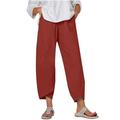 Bigersell Women Pants Stretchy Full Length Pants Women Casual Solid Pants Comfortable Elastic High Waist Casual Beach Pants Wide Leg Pants for Ladies
