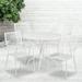 Emma + Oliver Commercial Grade 35.25 Round White Patio Table Set-4 Square Back Chairs