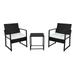 Tcbosik 2pcs Coffee Table 1pc Exposed Flat Chair Three-Piece Set Black