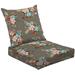2-Piece Deep Seating Cushion Set pink blue flowers green cream leaves bunches grey Outdoor Chair Solid Rectangle Patio Cushion Set