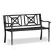 BCBYou Outdoor Bench Heavy-duty Park Loveseat Chair Seat with Powder Coated Steel Frame Patio Bench for 2 Person Black