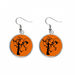 Cat Tree Halloween Hallowmas Orange Ear Dangle Silver Drop Earring Jewelry Woman