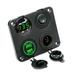 4 in 1 Charger Socket Panel 2.1A Dual USB Socket Charger Green LED Voltmeter 12-24v Universal Switch for Car Boat