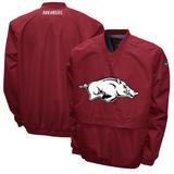 Men's Franchise Club Cardinal Arkansas Razorbacks Windshell Big Logo V-Neck Pullover Jacket