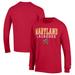 Men's Champion Red Maryland Terrapins Stack Logo Lacrosse Powerblend Long Sleeve T-Shirt