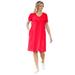 Plus Size Women's Perfect Short-Sleeve V-Neck Tee Dress by Woman Within in Vivid Red (Size 7X)