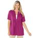 Plus Size Women's 7-Day Layer-Look Elbow-Sleeve Tee by Woman Within in Raspberry (Size 30/32) Shirt