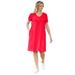 Plus Size Women's Perfect Short-Sleeve V-Neck Tee Dress by Woman Within in Vivid Red (Size 2X)