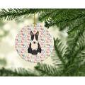 The Holiday Aisle® Merry Christmas Bull Terrier Hanging Figurine Ornament Ceramic/Porcelain in Black/Brown | 2.8 H x 2.8 W x 0.15 D in | Wayfair