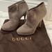 Gucci Shoes | Gucci Sophia Platform Suede Booties Size 37 | Color: Gray | Size: 7