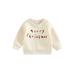 Canrulo Toddler Baby Girl Boy Christmas Casual Sweatshirt Long Sleeve Pullover Tops Sweater Shirt Fall Winter Clothes Beige 6-9 Months