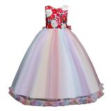 URMAGIC 4-14 Years Girls Sleeveless Floral Bridesmaid Dress Kids 3D Bow Princess Pageant Lace Prom Ball Gown Formal Maxi Dress