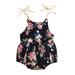 TUOBARR Summer Baby Girls Flowers Straps Sleeveless Jumpsuit Casual Bodysuit Clothes Black (0-24Months)