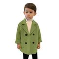 Winter Coat Plaid Solid Elegant Notched Collar Double Wool Trench Girls Outerwear Jackets & Coats