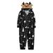 TAIAOJING Matching Christmas Pajamas for Family Kids Children Kids Merry Sets Black Prints Hooded Zipper Jumpsuit Family Outfit