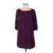 Just Fab Casual Dress - Shift: Purple Print Dresses - Women's Size Small