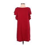 Zara Basic Casual Dress - Shift Crew Neck Short sleeves: Red Print Dresses - Women's Size X-Small