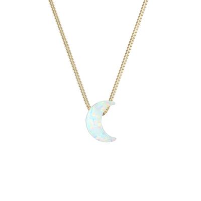 Elli - Halbmond Synthetischer Opal Panzerkette 925 Silber Ketten 1 ct Damen