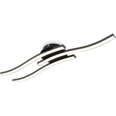 B.K.LICHT LED Deckenleuchte "BK_DL1432 LED Deckenlampe, 3.000K Warmweiß, 3x 6 Watt, 3x 480 Lumen", schwarz, B:12,00cm H:6,30cm L:56,50cm, Lampen, Geschwungende Deckenlampe, Länge: 56,5 cm, Schwarz