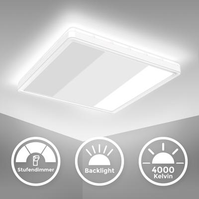 B.K.LICHT LED Deckenleuchte "BK_DP1311 LED Panel Deckenlampe, Dimmbar, Indirektes Licht", weiß, B:29,30cm H:2,80cm L:29,30cm, Lampen, Memoryfunktion, Neutralweißes Licht, 18 Watt, 2.400Lm, L: 29,3cm Image