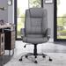 Inbox Zero Jakyrah High Back Executive Faux Office Chair w/ Back Support, Armrest & Lumbar Support Upholstered in Gray | Wayfair