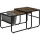 Lot de 2 tables basses gigognes design industriel encastrable - pochette rangement intégrée