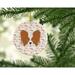 The Holiday Aisle® Papillon Merry Christmas Hanging Figurine Ornament Ceramic/Porcelain in Brown/Pink/White | 2.8 H x 2.8 W x 0.15 D in | Wayfair